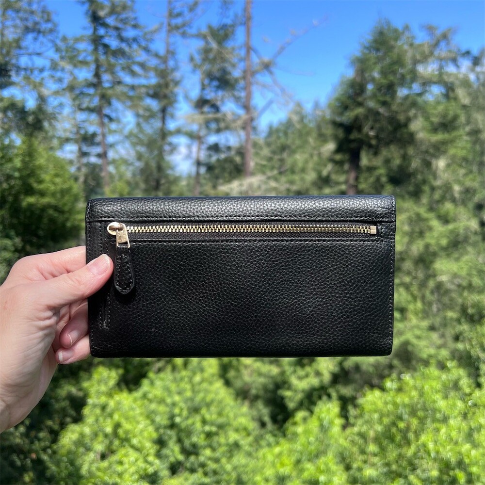 VINTAGE COACH Black Pebble Leather Trifold Wallet with Gold Hardware AUTHENTIC - Picture 2 of 10